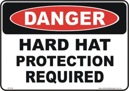 Hard hat danger sign