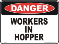 Workers in Hopper danger sign