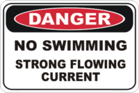 No swimming strong current danger sign