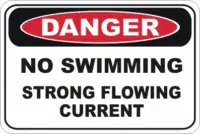 No swimming strong current danger sign