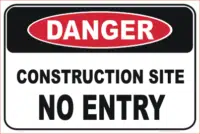Construction Site No Entry danger sign