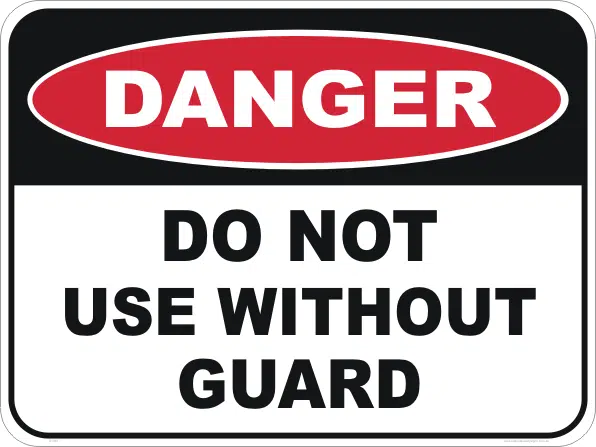 Do not use without guards sign  D1059