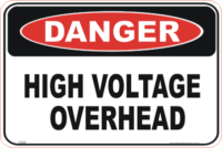 high voltage sign, high voltage overhead sign