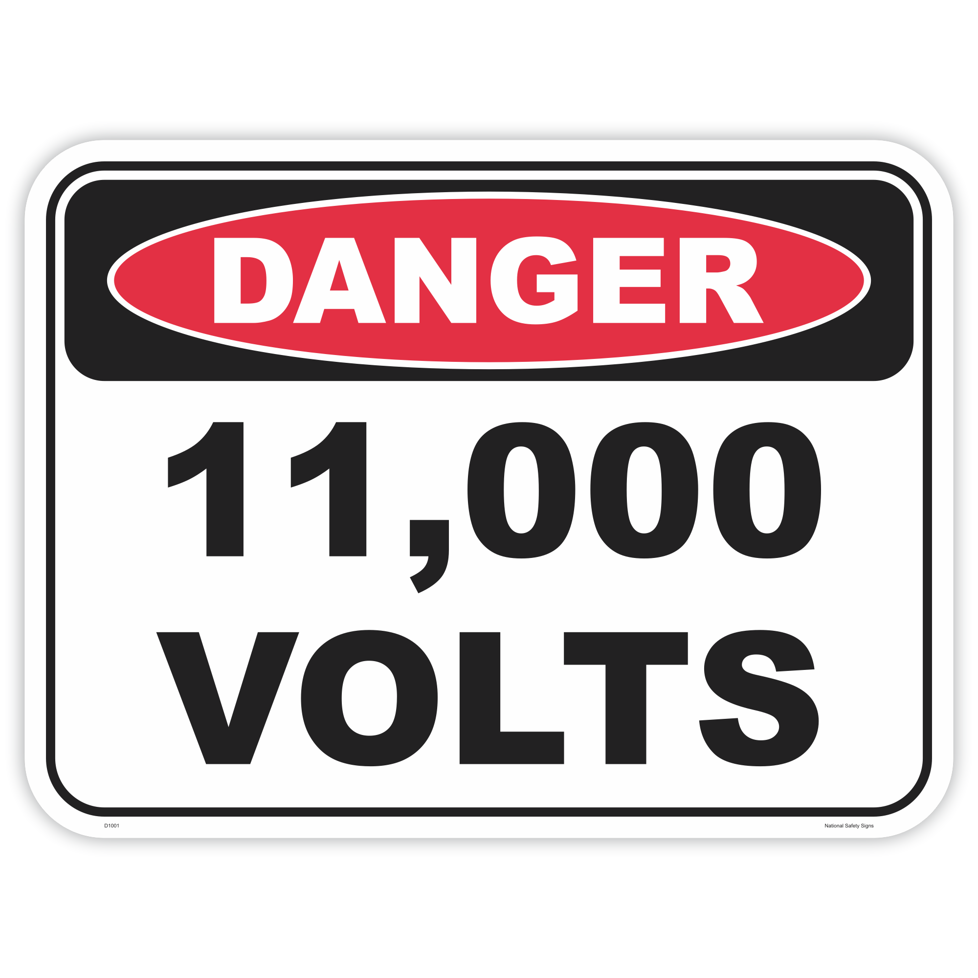 Danger 11000 volts safety sign - AS1319 compliant, National Safety Signs Australia