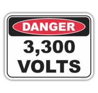 3300 VOLTS sign  D1004