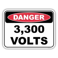 3300 VOLTS sign D1004