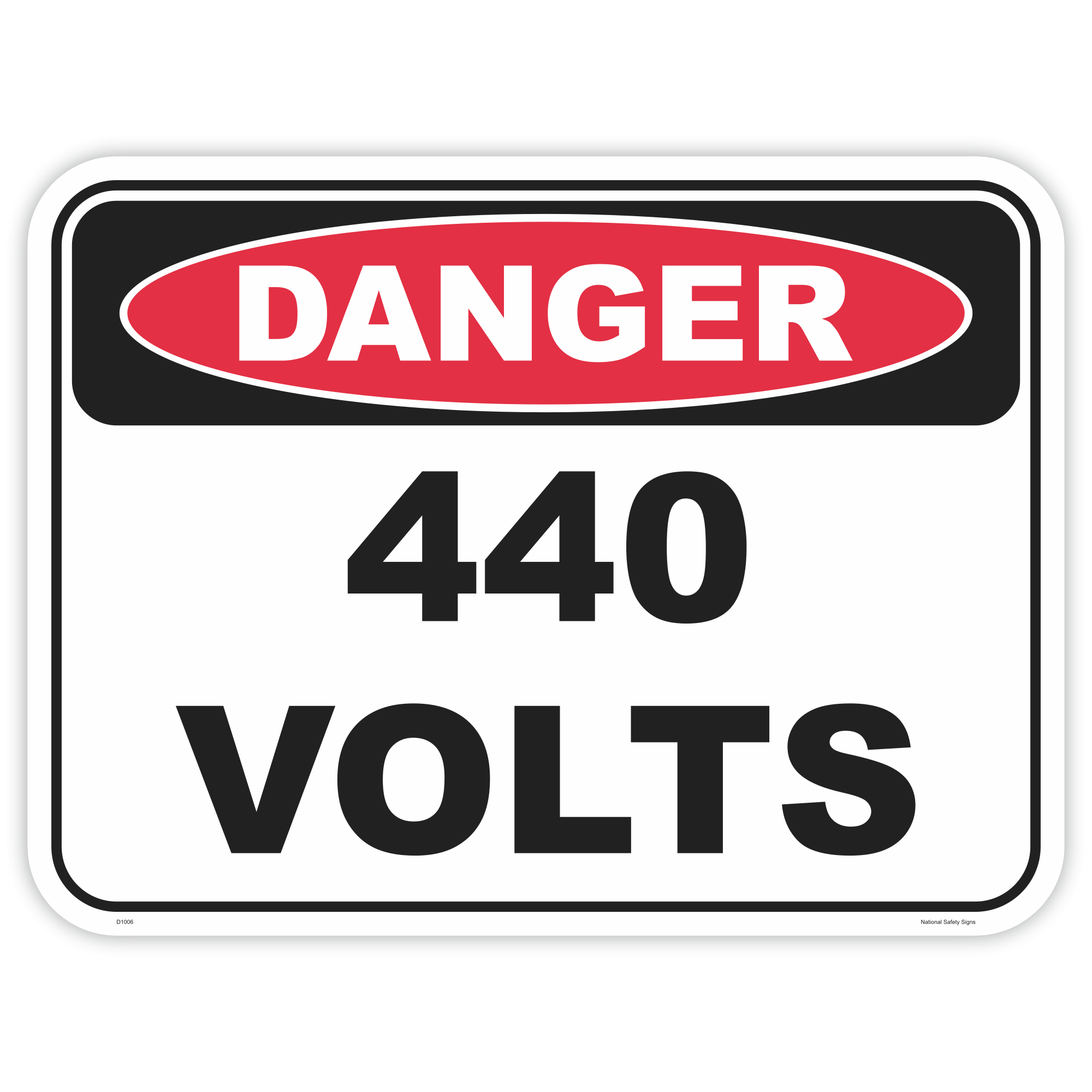 Danger 440 volts safety sign - AS1319 compliant, National Safety Signs Australia