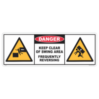 Danger keep clear swing area safety sign - AS1319 compliant, National Safety Signs Australia