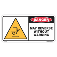 Danger reverse without warning safety sign - AS1319 compliant, National Safety Signs Australia