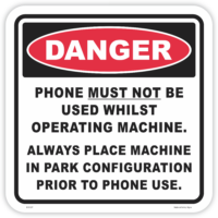 Danger mobile phone use safety sign - AS1319 compliant, National Safety Signs Australia