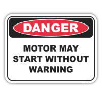 Motor May Start Without Warning Sign D10128