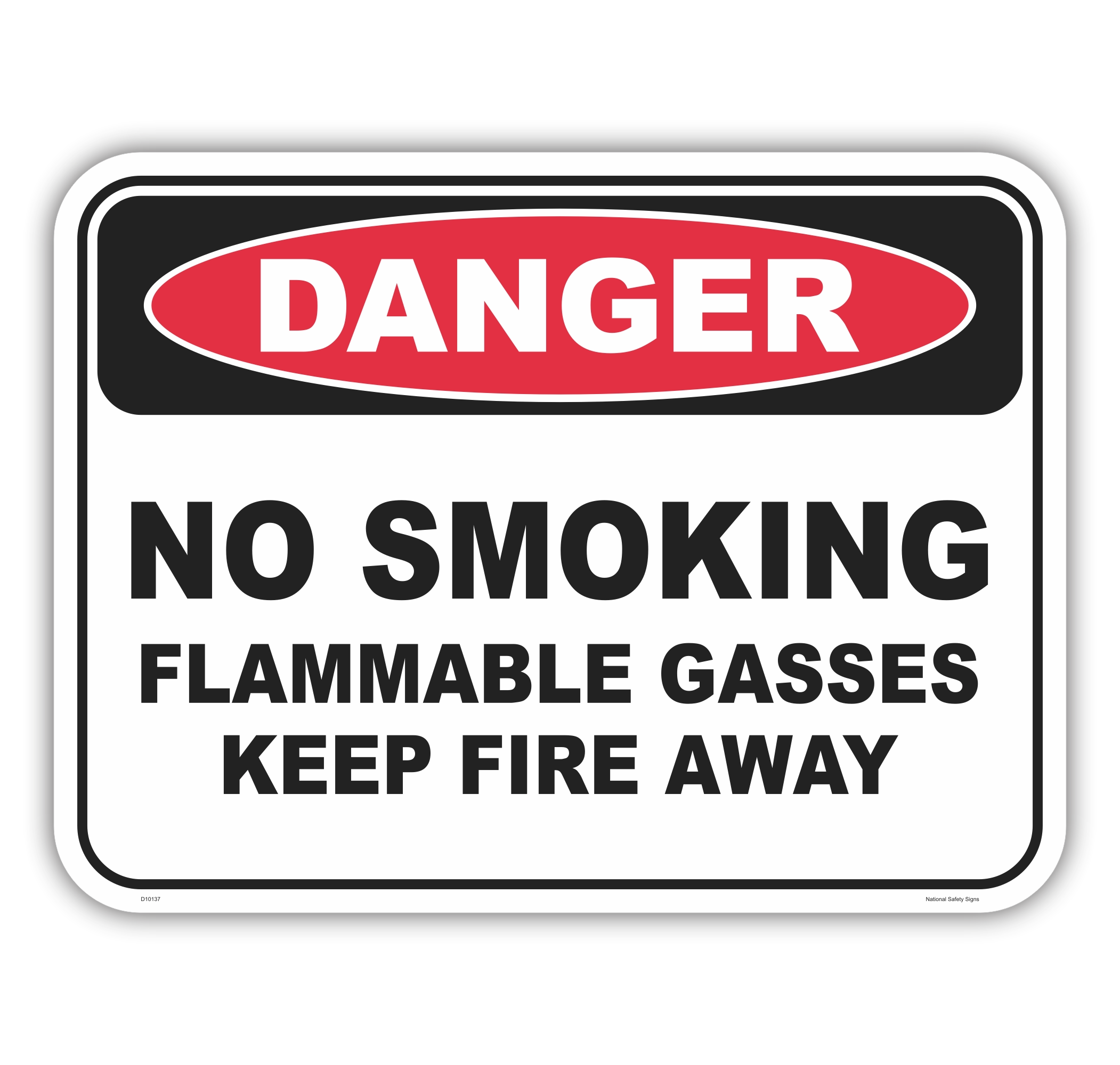 No Smoking Flammable Gasses Sign D10137