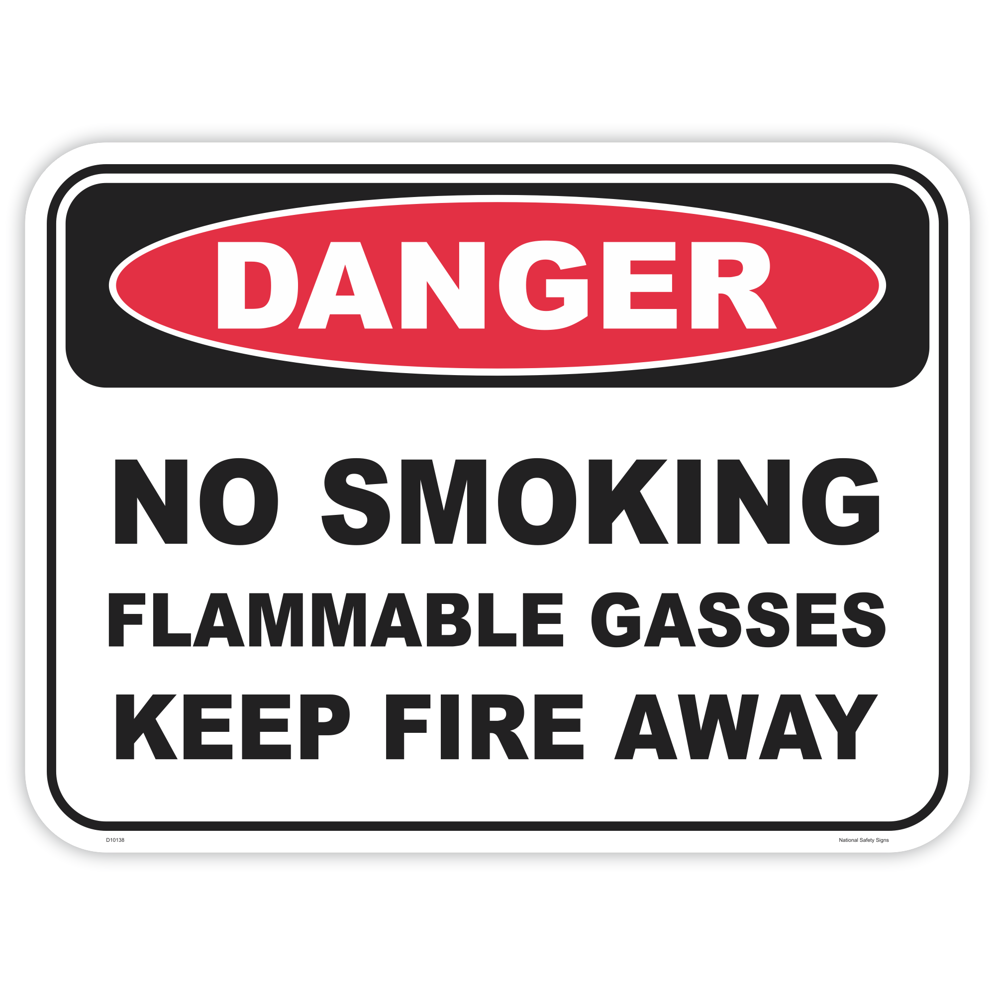 Danger no smoking safety sign - AS1319 compliant, National Safety Signs Australia