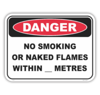 No Smoking Naked Flame Within Metres Sign D10139