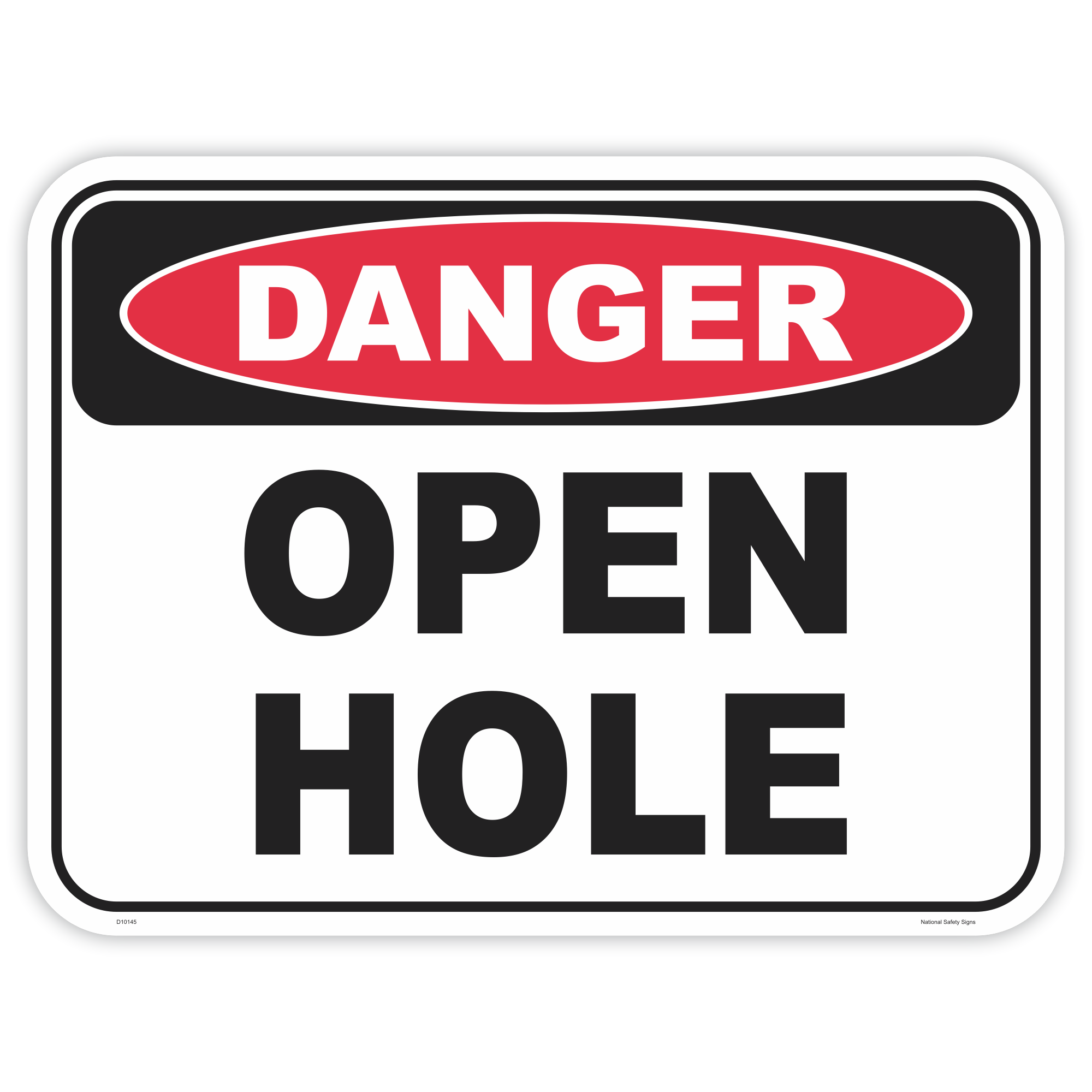 Danger open hole safety sign - AS1319 compliant, National Safety Signs Australia