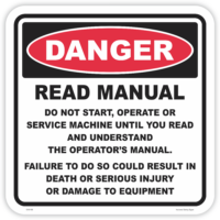 Danger read manual safety sign - AS1319 compliant, National Safety Signs Australia