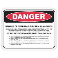 Danger overhead electrical hazard safety sign - AS1319 compliant, National Safety Signs Australia