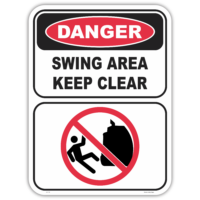 Danger swing area keep clear safety sign - AS1319 compliant, National Safety Signs Australia