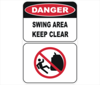 swing area, keep clear