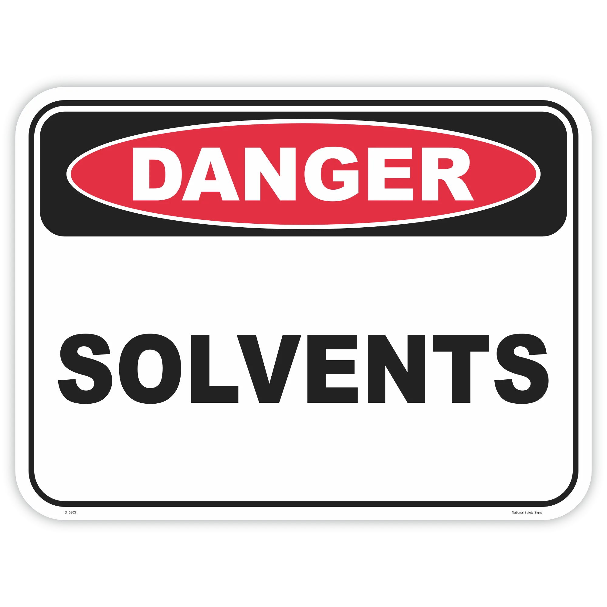 Danger solvents safety sign - AS1319 compliant, National Safety Signs Australia