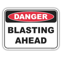 Blasting Ahead sign   D1020