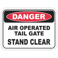 Danger air operated tail gate safety sign - AS1319 compliant, National Safety Signs Australia