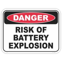 Danger risk of battery explosion safety sign - AS1319 compliant, National Safety Signs Australia