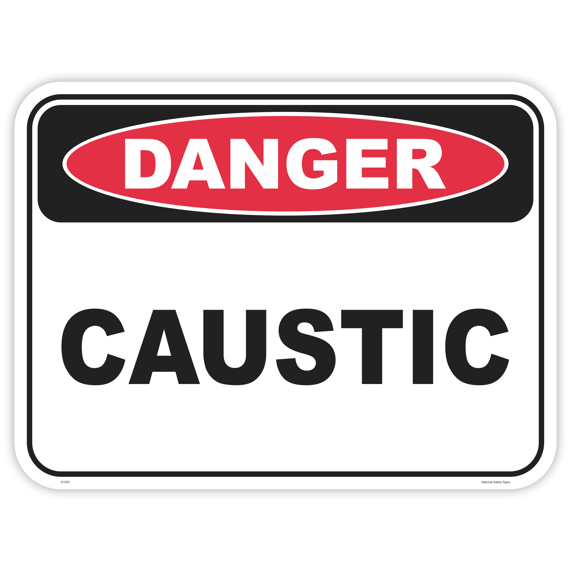 Danger caustic safety sign - AS1319 compliant, National Safety Signs Australia