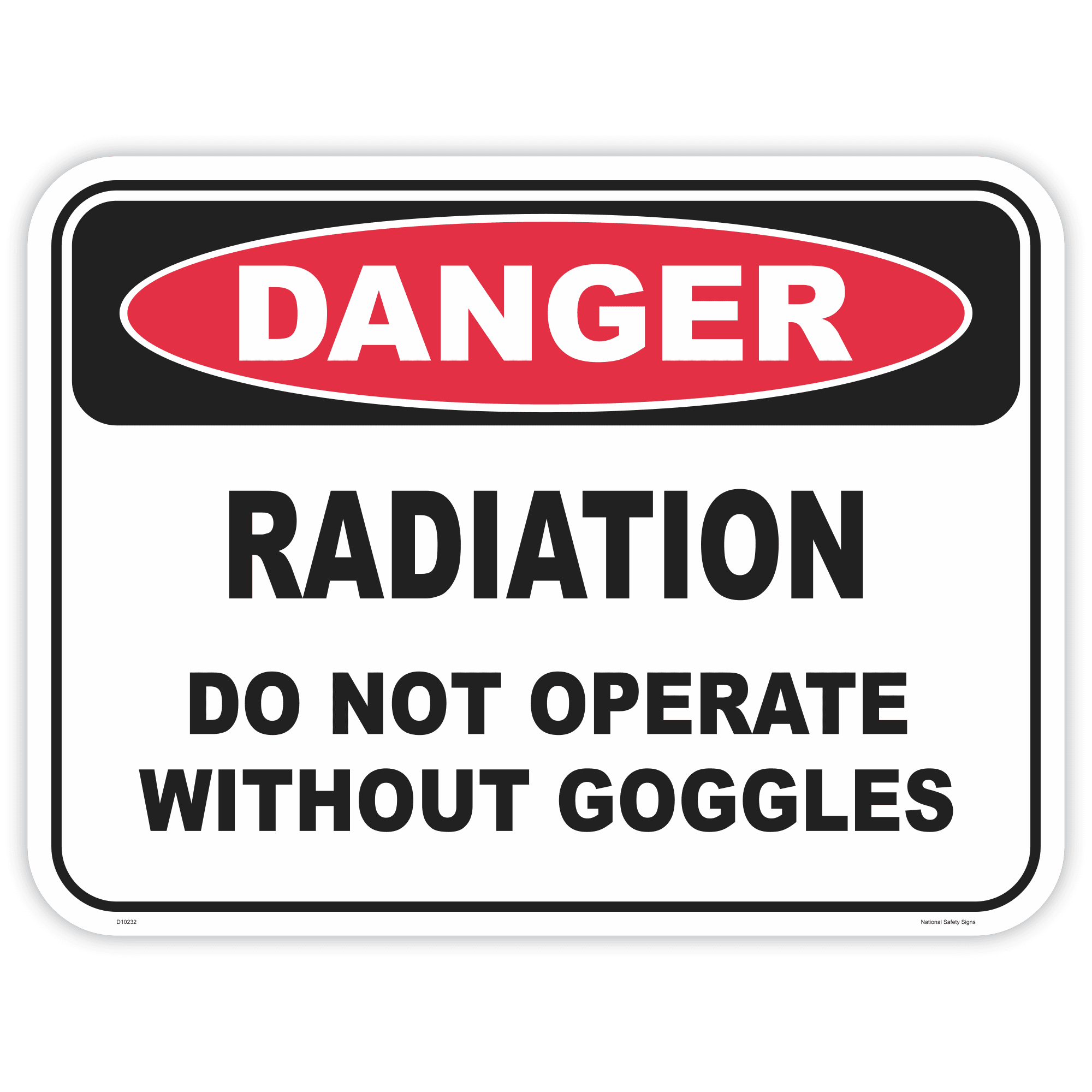 Danger radiation wear goggles safety sign - AS1319 compliant, National Safety Signs Australia
