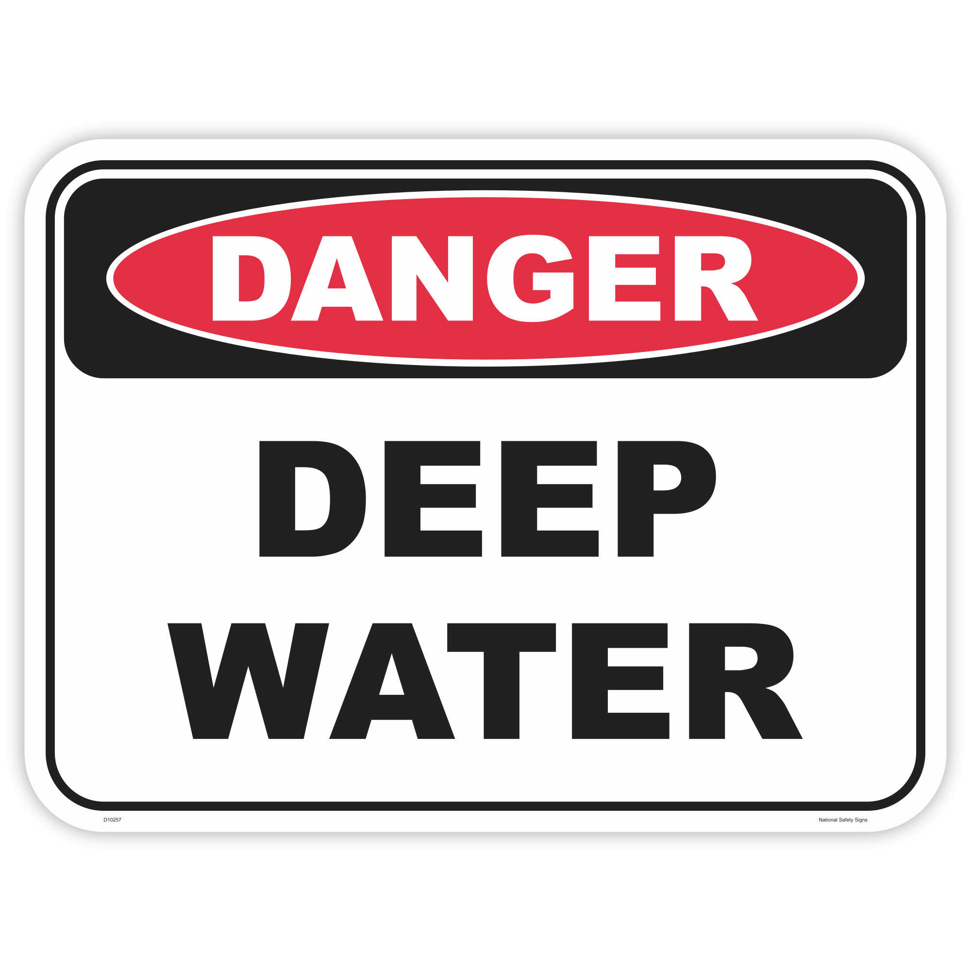 Danger deep water safety sign - AS1319 compliant, National Safety Signs Australia