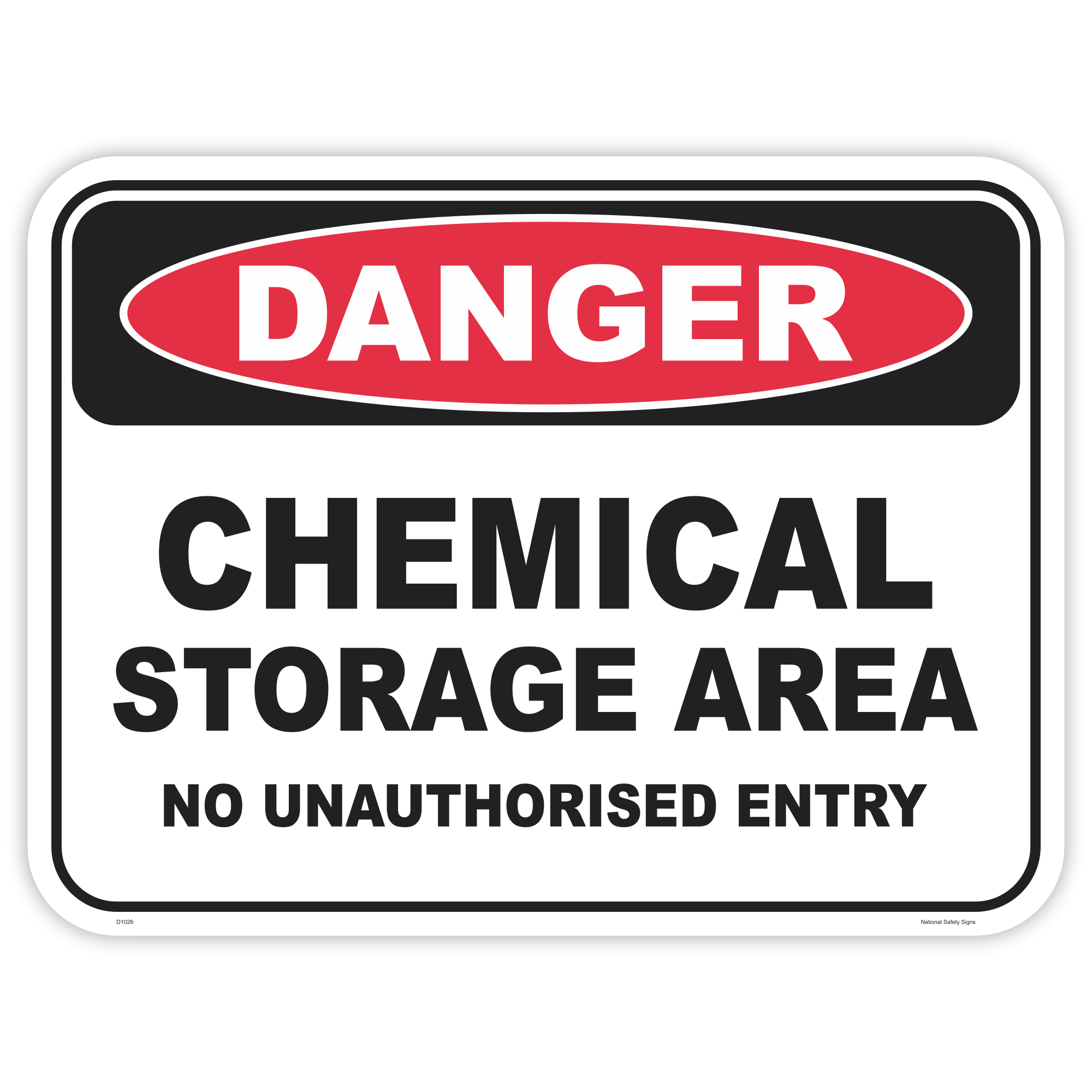 Danger chemical storage area safety sign - AS1319 compliant, National Safety Signs Australia
