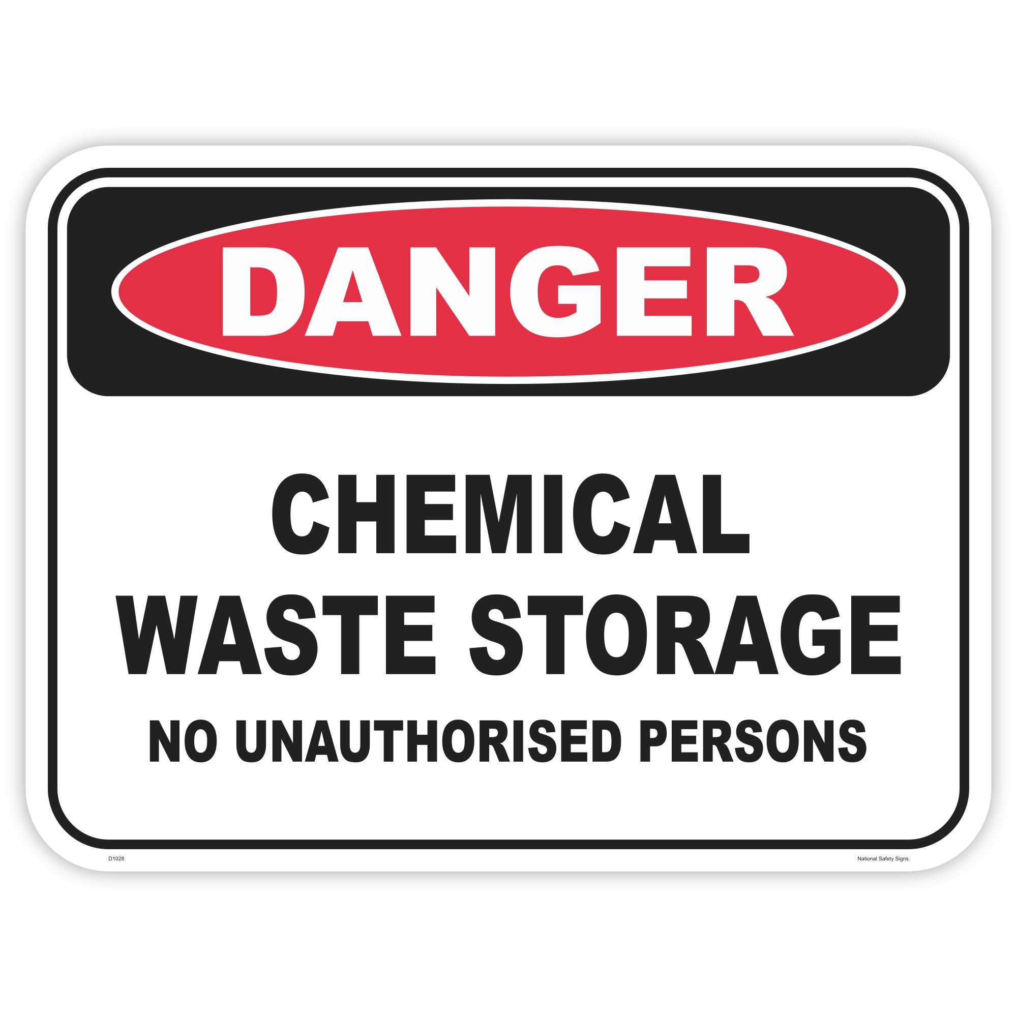 Danger chemical waste storage safety sign - AS1319 compliant, National Safety Signs Australia