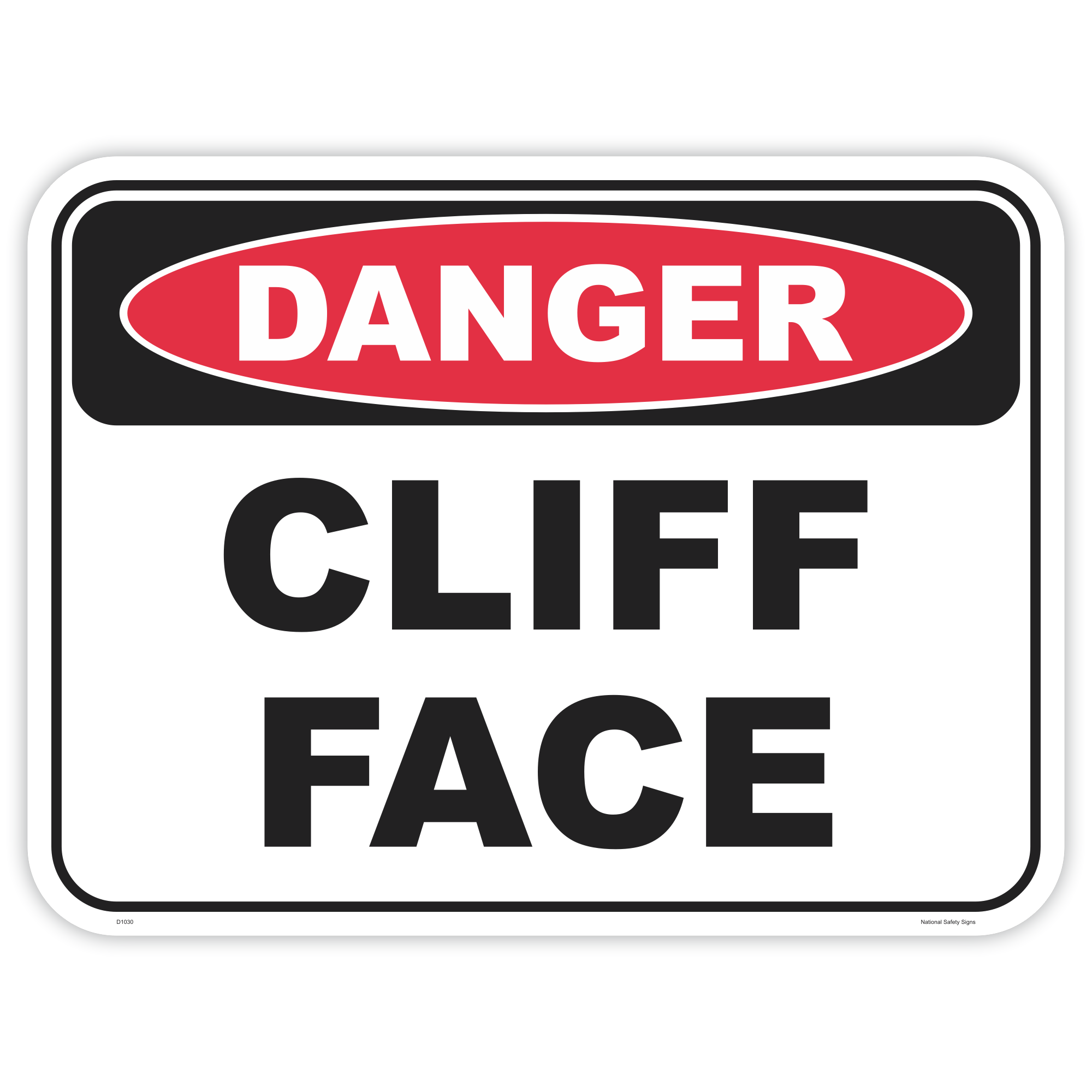 Danger cliff face safety sign - AS1319 compliant, National Safety Signs Australia