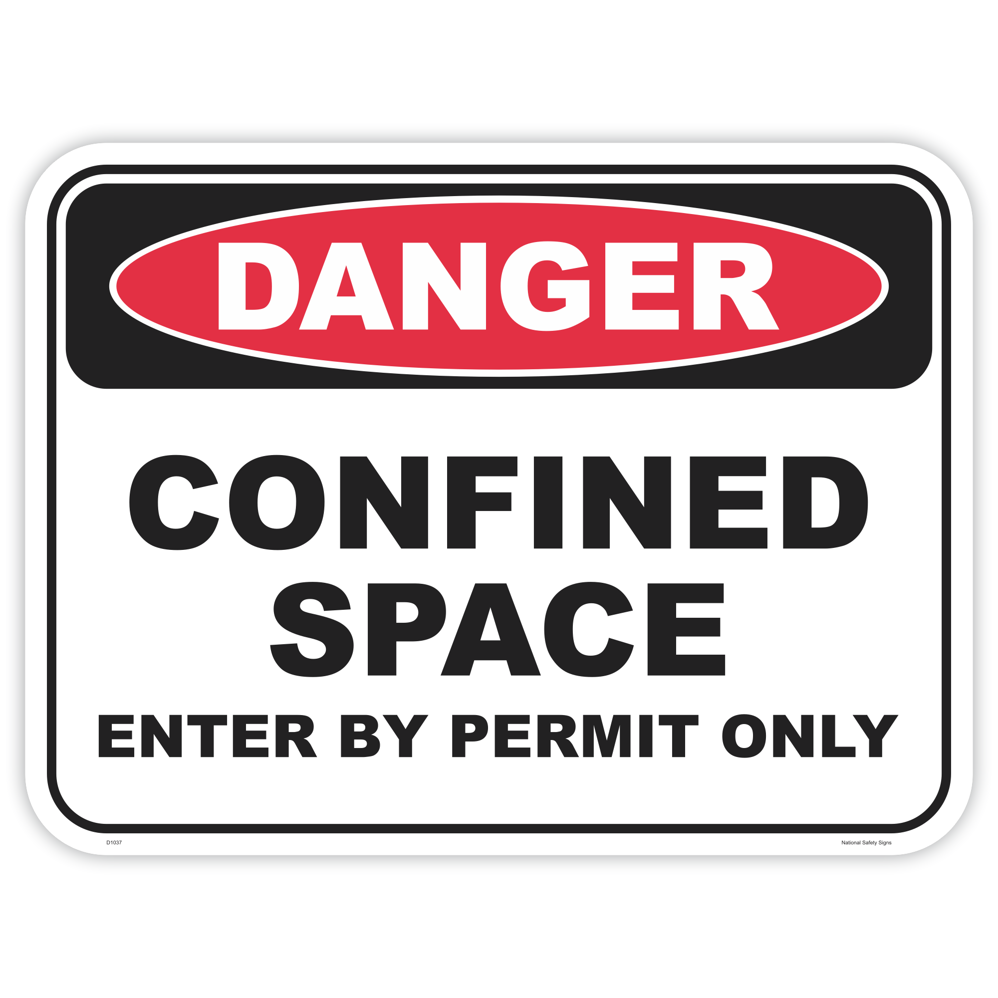 Danger confined space enter by permit only safety sign - AS1319 compliant, National Safety Signs Australia