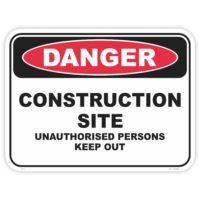 Danger construction site safety sign - AS1319 compliant, National Safety Signs Australia