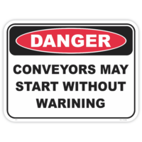 Danger conveyors may start safety sign - AS1319 compliant, National Safety Signs Australia