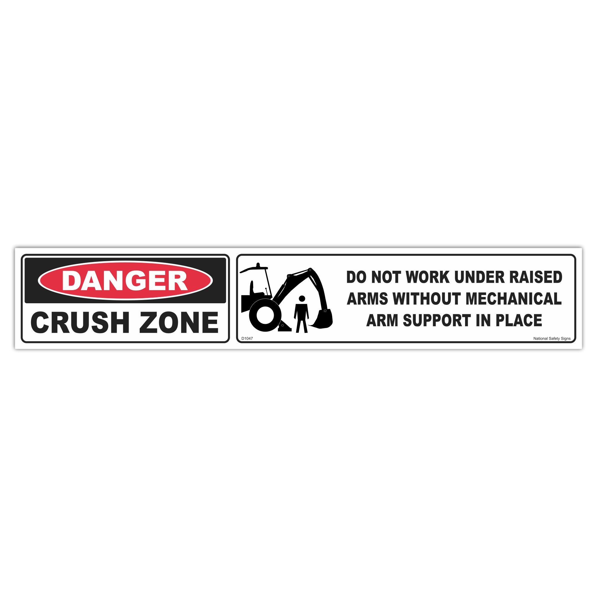 Backhoe Crush Zone Sign D1047
