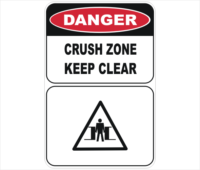 crush zone, keep clear