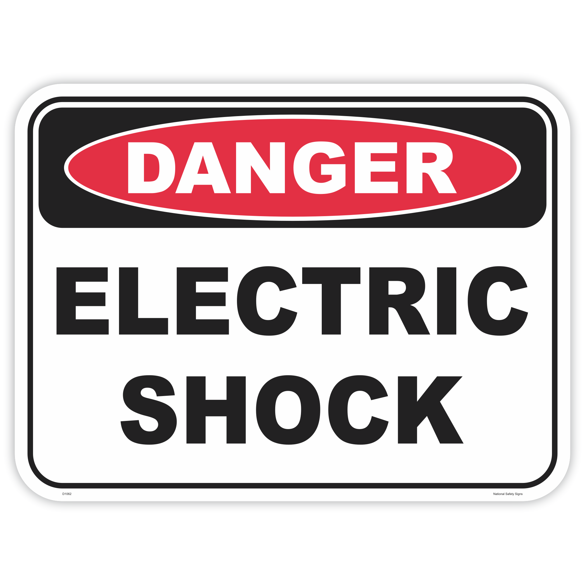Danger electric shock safety sign - AS1319 compliant, National Safety Signs Australia