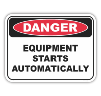 Equipment Starts Automatically sign D1065