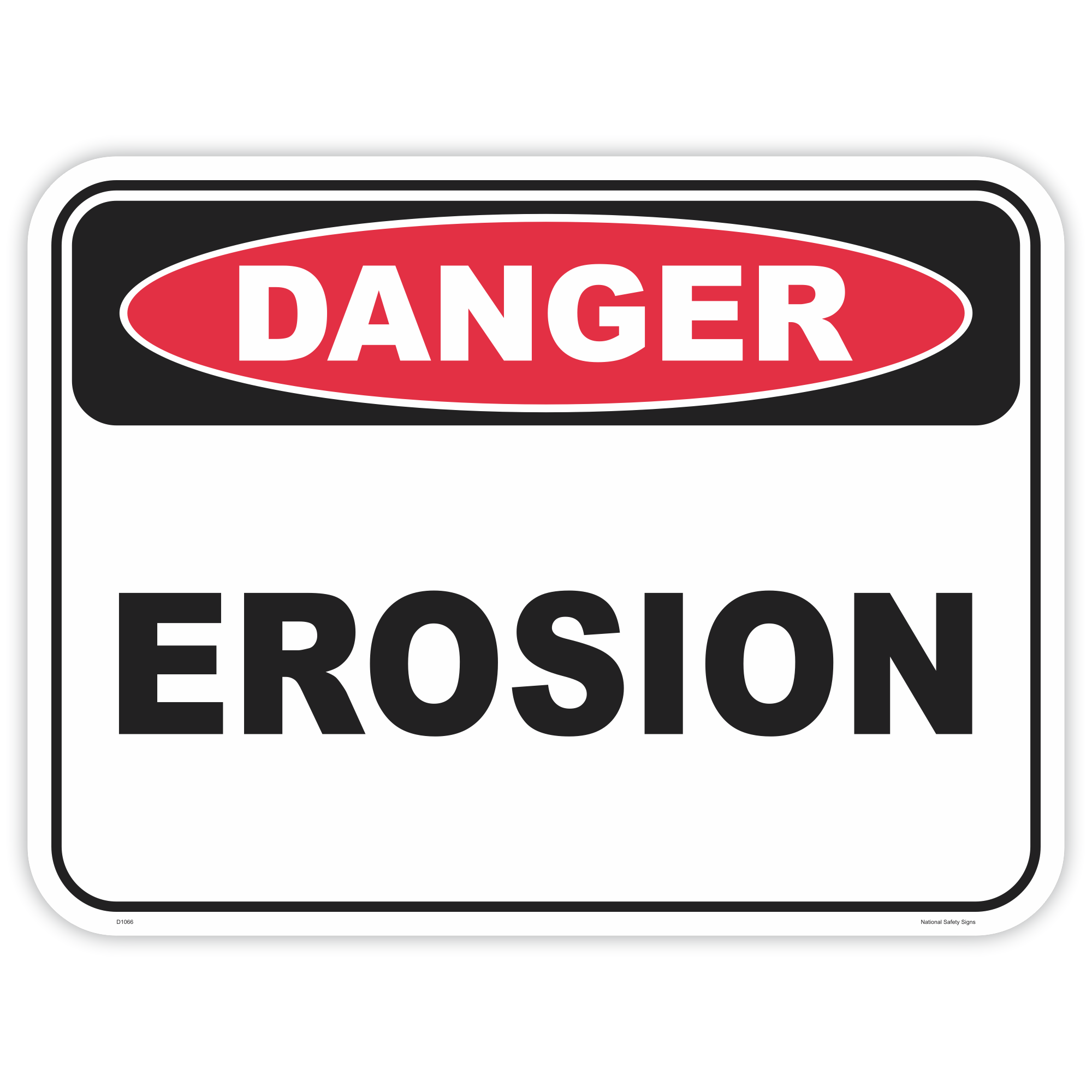 Danger erosion safety sign - AS1319 compliant, National Safety Signs Australia