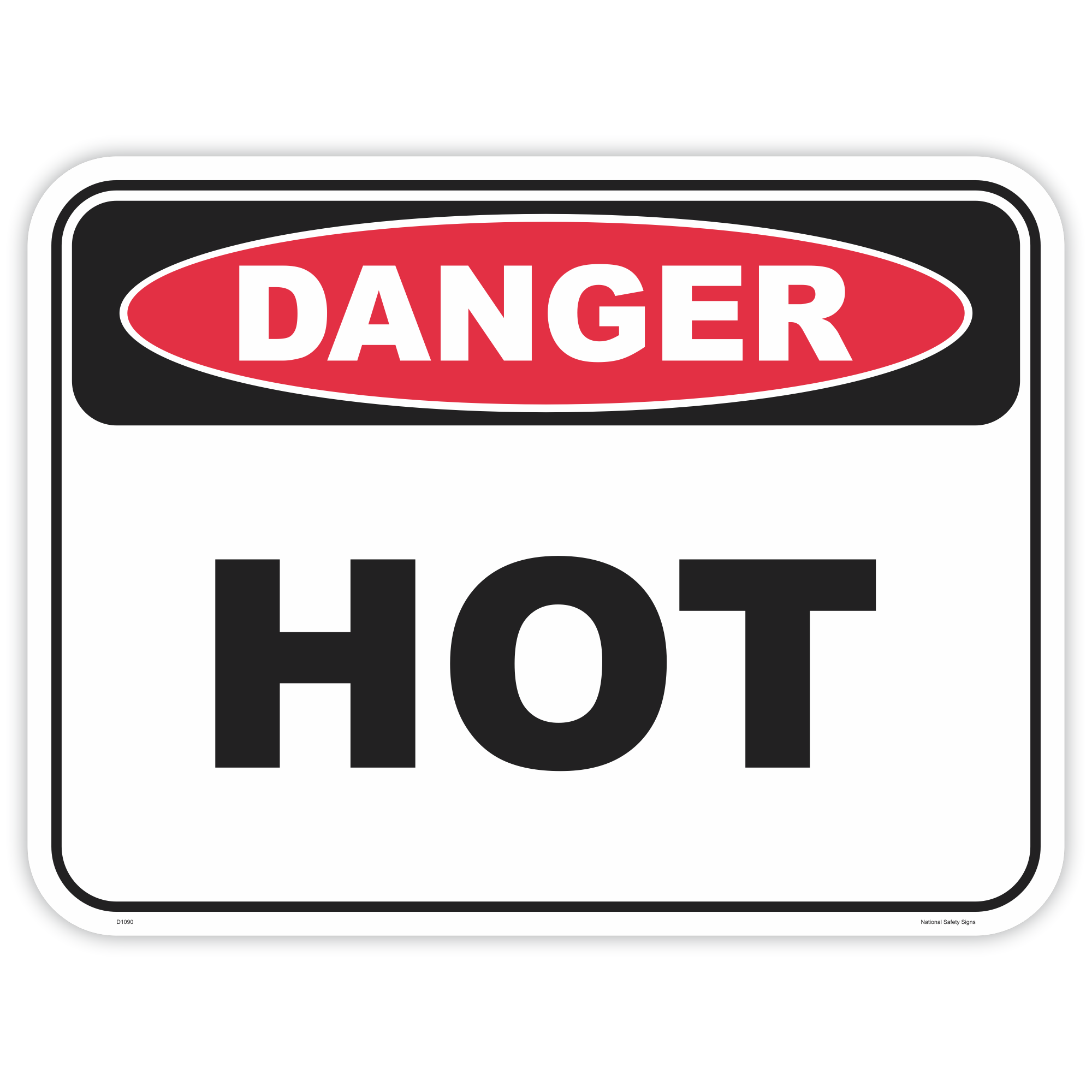 Danger hot safety sign - AS1319 compliant, National Safety Signs Australia