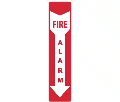 Fire Alarm sign. Fire down arrow