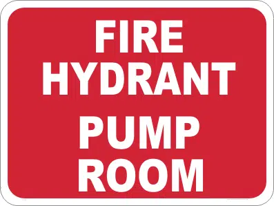 fire hydrant pump room safety sign