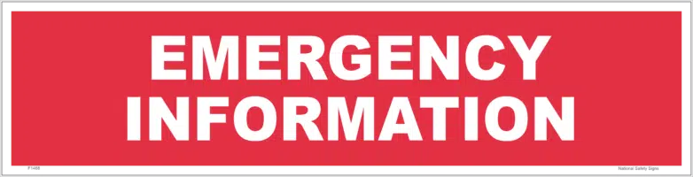 Emergency Information sign     F1468