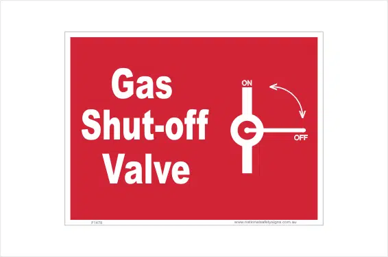 Gas shut off valve sign