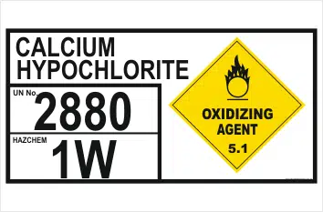 Calcium Hypochlorite 2880 Hazchem sign