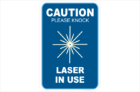 caution please knock laser in use