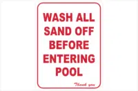 wash sand off before entering pool