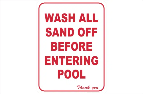 wash sand off before entering pool